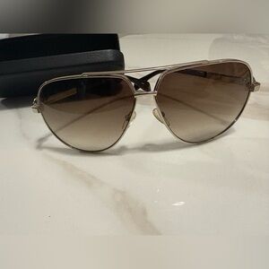 Alexander McQueen Silver Frame Sunglasses with Brown Gradient Lenses